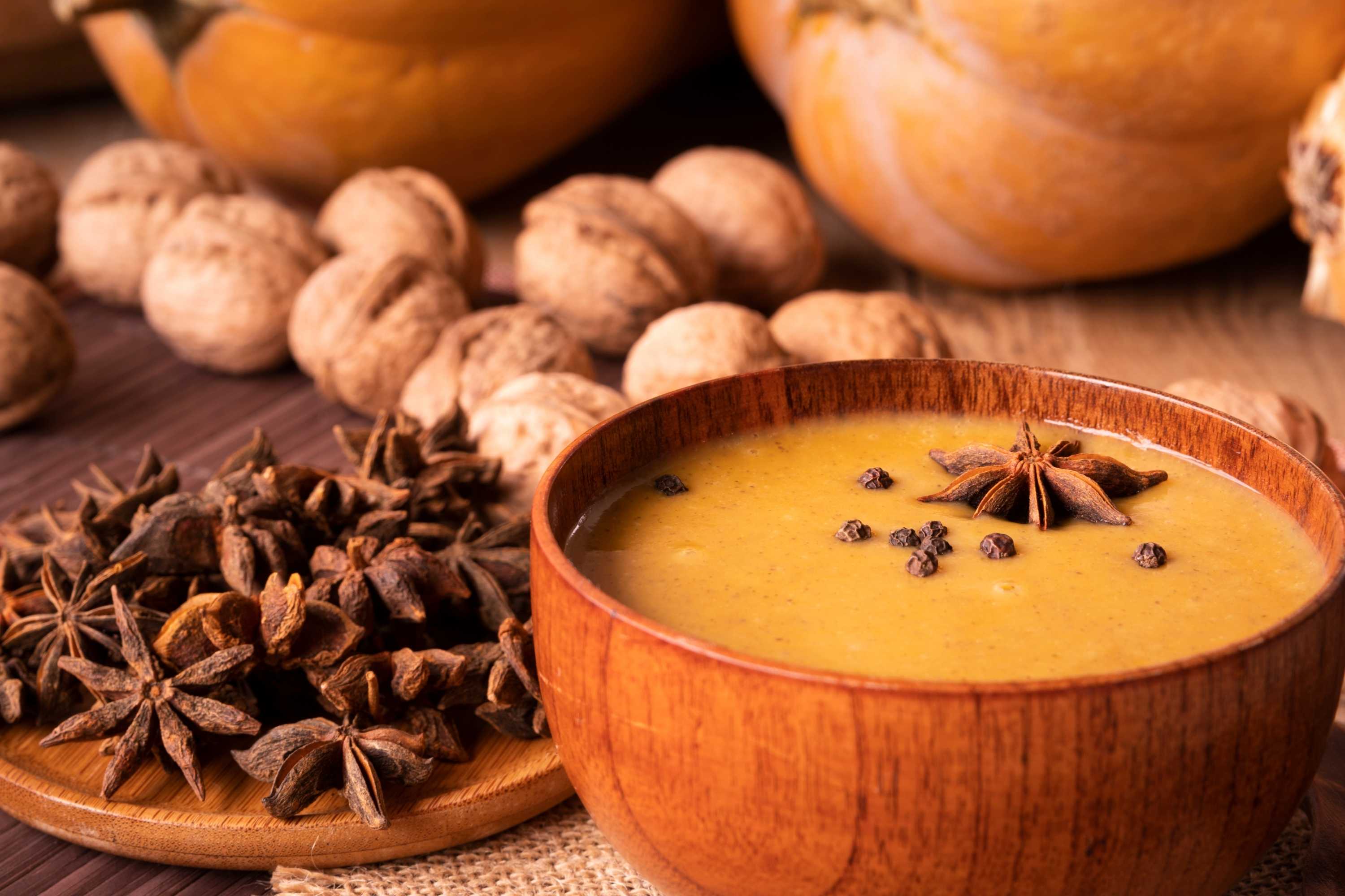 Crema templada de calabaza cacahuete