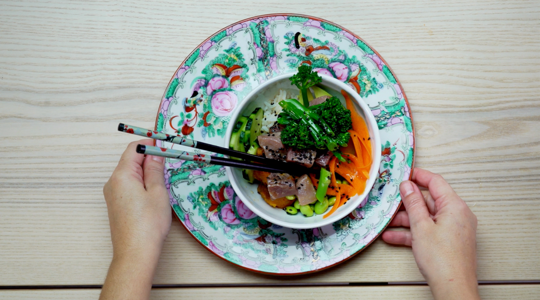 Poké de arroz con atún marinado y Bimi® La Caja Saludable